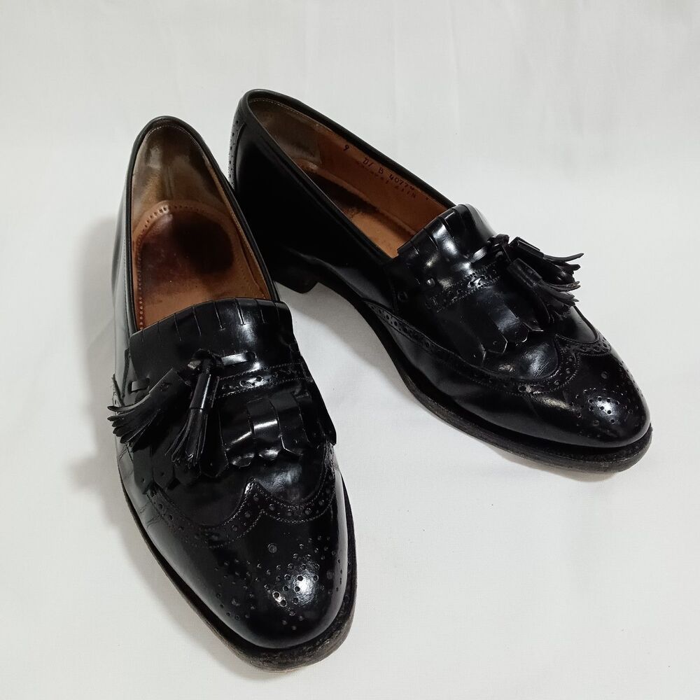 Johnston & Murphy Vtg Men's Kilt Tassel Loafer Dress Shoes Size 9 D/B, Black USA